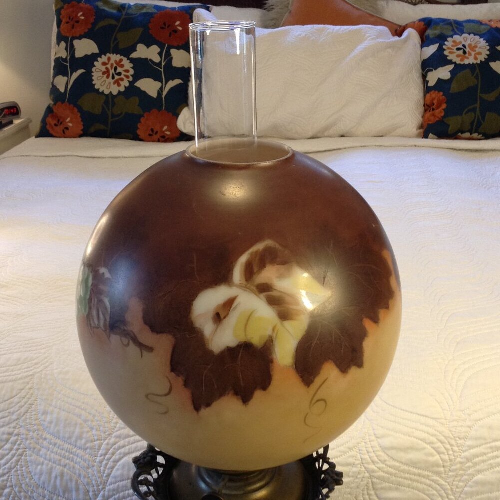 VTG Gone with the Wind Parlor Lamp Victorian Hand Painted Oil - Electric convers - Picture 9 of 10